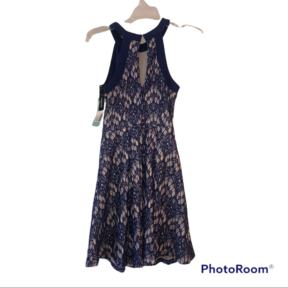 Elise Lace Knit Dress Blue - Picture 3 of 4